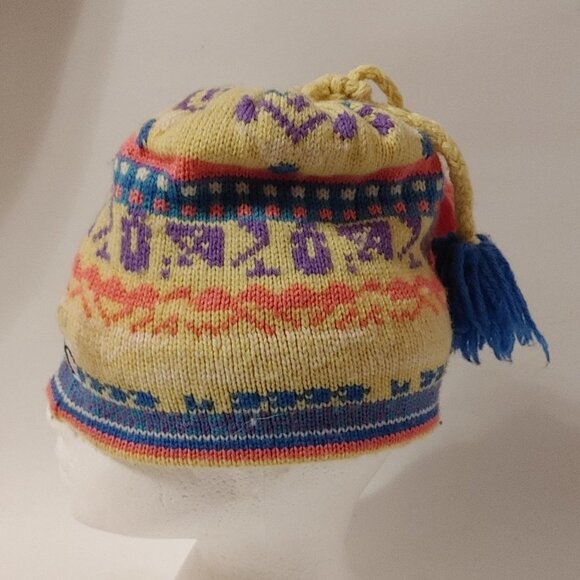ATTRACTIVE VINTAGE Wool SKI Hat BRIGHT COLOURS HANDMADE IN CANADA Murray Merkley - Picture 2 of 8